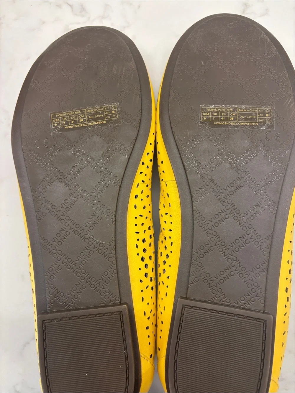 Vionic Yellow Perforated Ballet Flats